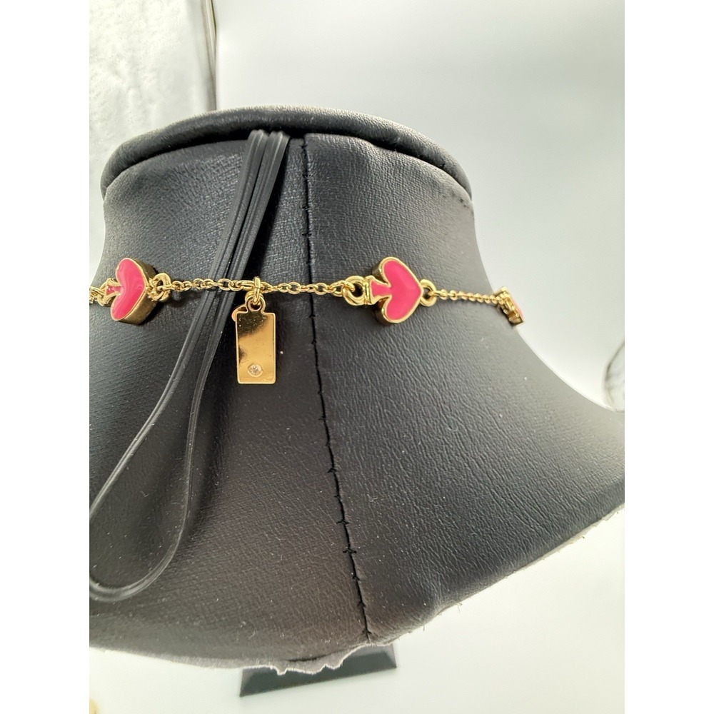 Kate Spade‎ Gold Necklace With Pink Heart Charms - Picture 5 of 5